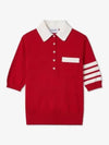 Cotton Hector Pointelle 4-Bar Polo Shirt Red - THOM BROWNE - BALAAN 2