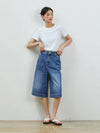 Denim Relaxed Bermuda Pants Indigo - RYUL+WAI: - BALAAN 3