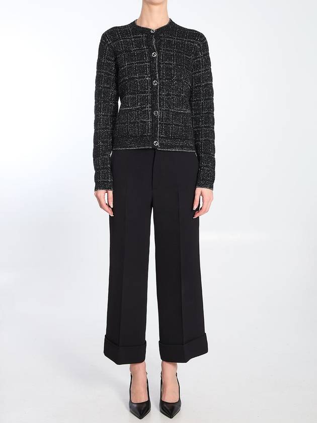 Wool And Lamé Check Cardigan - GUCCI - BALAAN 5