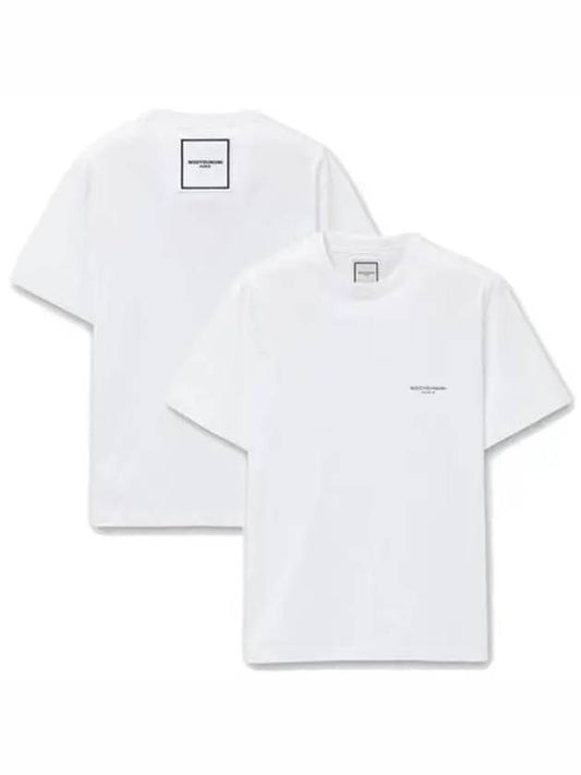 Cotton Square Label Short Sleeve T-Shirt White - WOOYOUNGMI - BALAAN 2