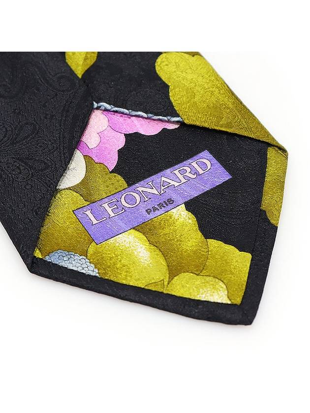 100 silk black flower pattern tie - LEONARD - BALAAN 6