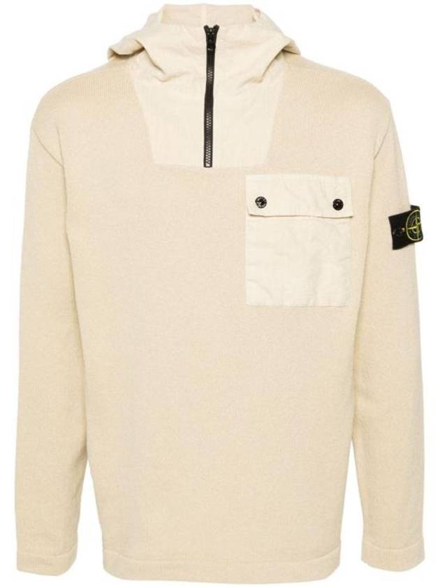 Compass Badge Half Zip-up Cotton Hoodie Ecru - STONE ISLAND - BALAAN 2