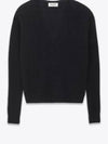 V-Neck Wool Knit Top Black - SAINT LAURENT - BALAAN 2