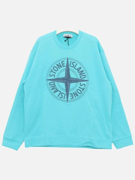 Garment Dying Compass Embroidery Logo Sweatshirt Blue - STONE ISLAND - BALAAN 2