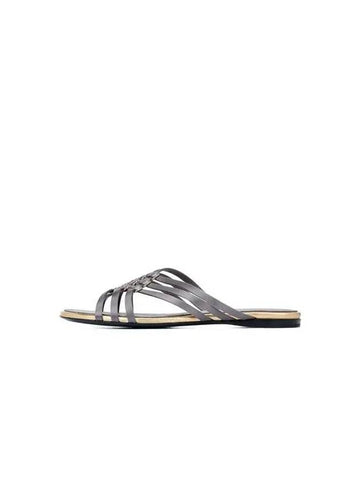 Women s Satin Overlap Strap Sandals Steel Gray 271909 - GIORGIO ARMANI - BALAAN 1