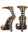 Checked Stiletto Sandal Heels Dark Birch Brown - BURBERRY - BALAAN 7