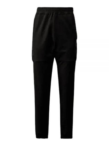 Stretch Fleece Mixed Cargo Track Pants Black - CP COMPANY - BALAAN 1