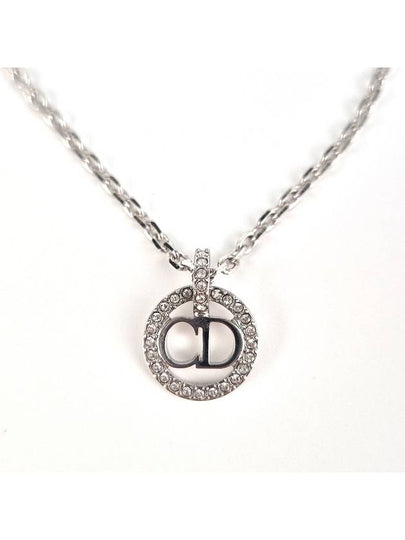 Claire D Rune Finish Metal Crystal Necklace Silver - DIOR - BALAAN 2