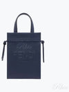 Mini Logo Leather Tote Bag Navy - FENDI - BALAAN 2