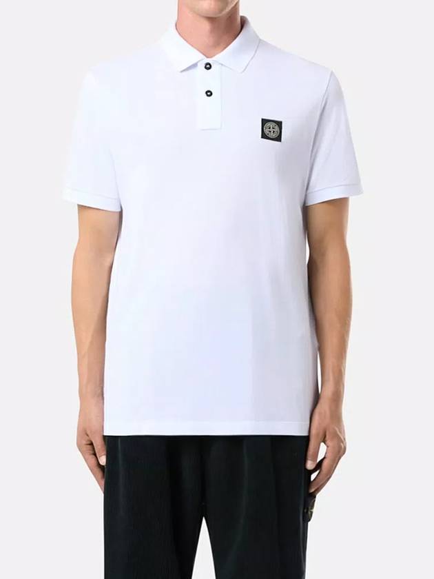 Organic Cotton Elastane Pique Polo White - STONE ISLAND - BALAAN 5