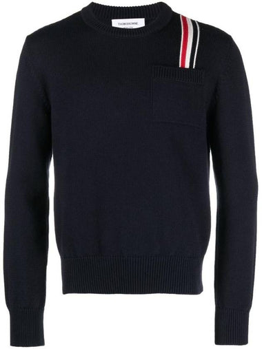 RWB Striped Intarsia Cotton Knit Top Navy - THOM BROWNE - BALAAN 1