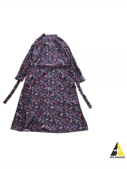 Banded Collar Dress Dk Navy Floral Printed Flannel 22F1WG012 LN422 BN002 - ENGINEERED GARMENTS - BALAAN 1