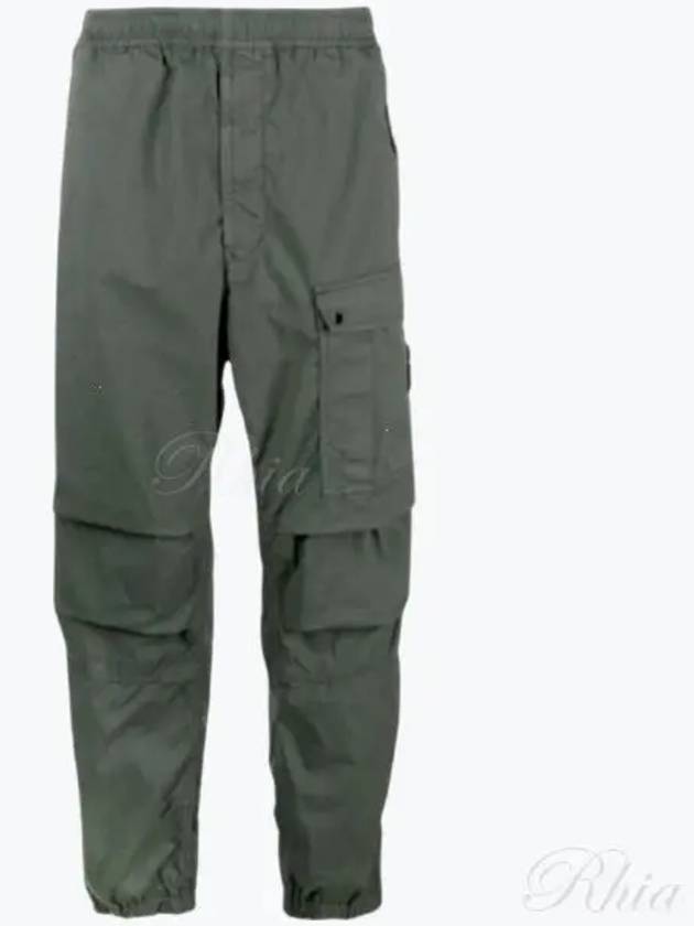 Logo Twill Cotton Cargo Track Pants Musk Green - STONE ISLAND - BALAAN 2