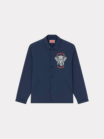 Men's ELEPHANT Coach Jacket Navy FD55BL0619NCNY - KENZO - BALAAN 1