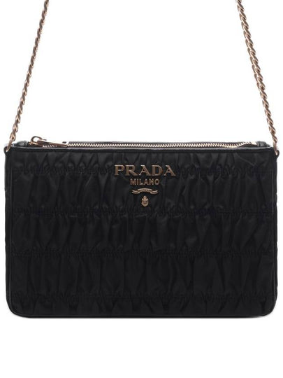 Pocono Gaufre Chain Shoulder Bag Black Gold - PRADA - BALAAN 2