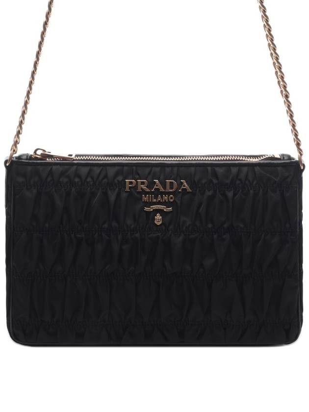 Pocono Gaufre Chain Shoulder Bag Black Gold - PRADA - BALAAN 3