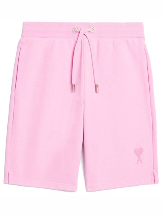 Small Heart Logo Drawstring Shorts Candy Pink - AMI - BALAAN 2