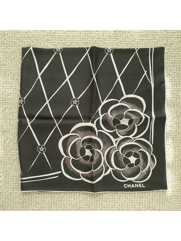 Camellia Drawing Square Scarf Black - CHANEL - BALAAN 1