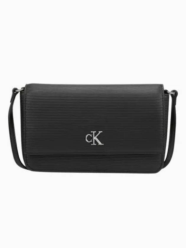 JEANS Women s Black CKJ Minimal Monogram Wallet Chain Cross Bag DP1659 001 - CALVIN KLEIN - BALAAN 2