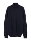 Wappen Patch Loose Fit Cotton Turtleneck Navy - STONE ISLAND - BALAAN 2