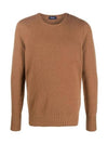 Crew Neck Lambswool Knit Top Brown - DRUMOHR - BALAAN 1