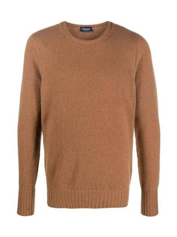 Crew Neck Lambswool Knit Top Brown - DRUMOHR - BALAAN 1