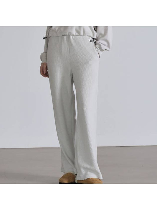 String Ribbed Relaxed Wide Pants Beige - THE GREEN LAB - BALAAN 1