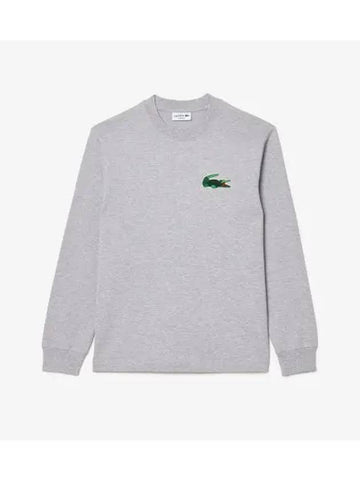 Men s Holiday Crew Neck Long Sleeve T Shirt Melange Gray - LACOSTE - BALAAN 1