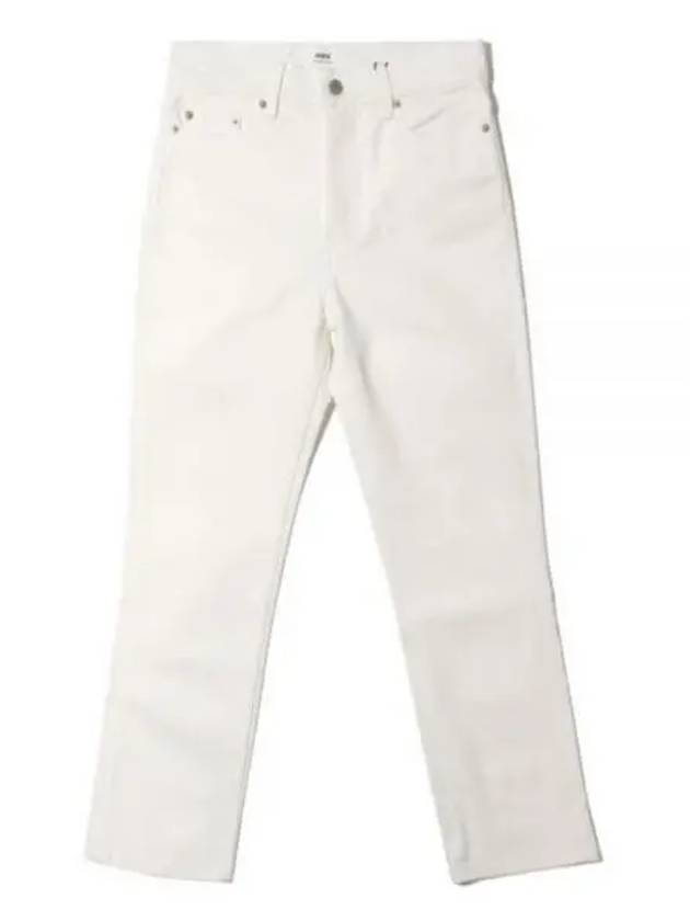 Women's Denim High Waist Cropped Jeans White - AMI - BALAAN 2