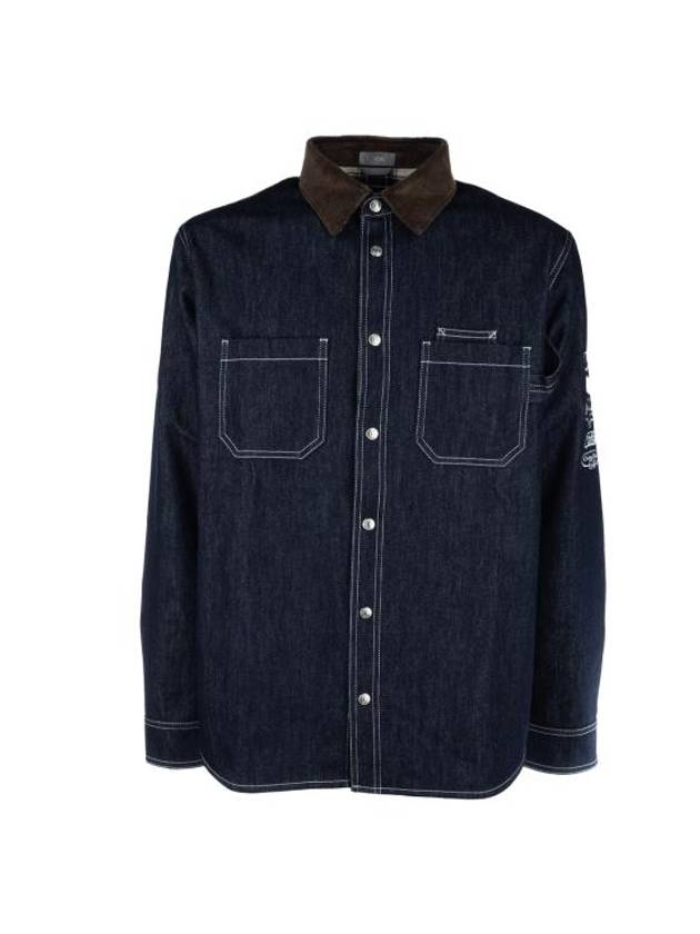 Archives Label Cotton Twill Denim Long Sleeve Shirt Navy - DIOR - BALAAN 1