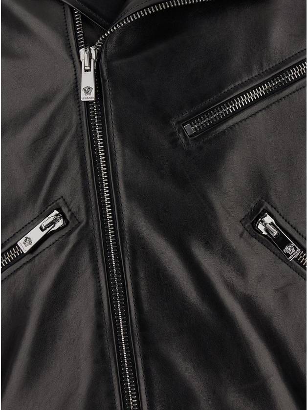 leather biker jacket 10135701A00713 - VERSACE - BALAAN 4