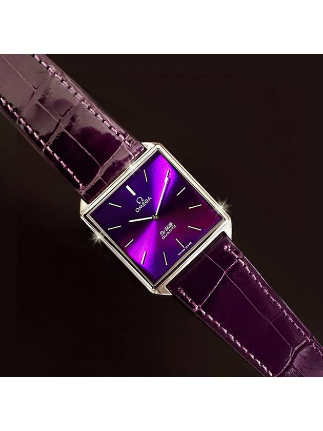 Deville Purple Dial Natural Crocodile Band Unisex Quartz Watch - OMEGA - BALAAN 3