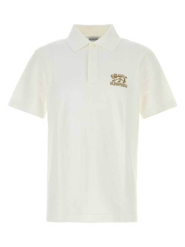 Logo Embroidered Short Sleeve Polo Shirt White - BURBERRY - BALAAN 1