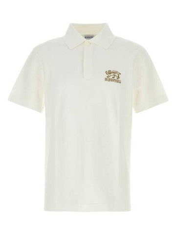 Logo Embroidered Short Sleeve Polo Shirt White - BURBERRY - BALAAN 1