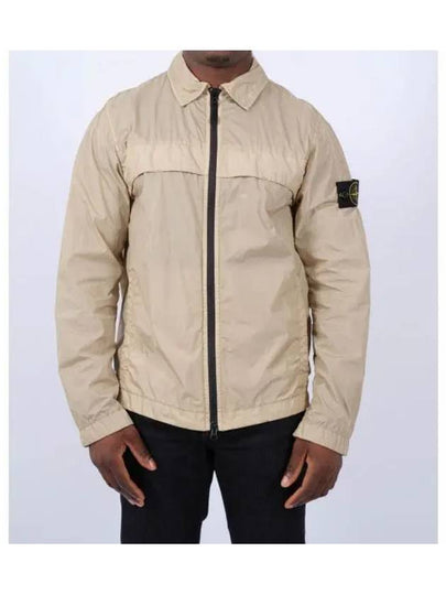 Garment Dyed Overshirt Zip Up Jacket Beige - STONE ISLAND - BALAAN 2