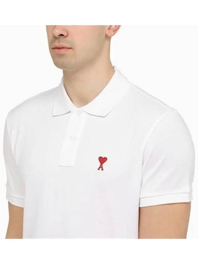 Heart Logo Polo Shirt White - AMI - BALAAN 2