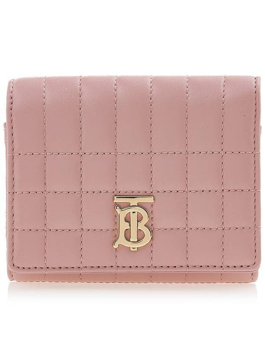 Lola Quilted Leather Folding Wallet Dusty Pink - BURBERRY - BALAAN 1