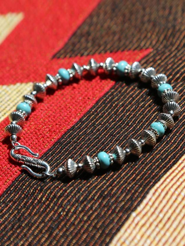 Navajo Turquoise Beads Bracelet Silver - KND - BALAAN 6