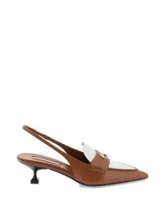 Penny Leather Slingback Heels Brown - MIU MIU - BALAAN 2