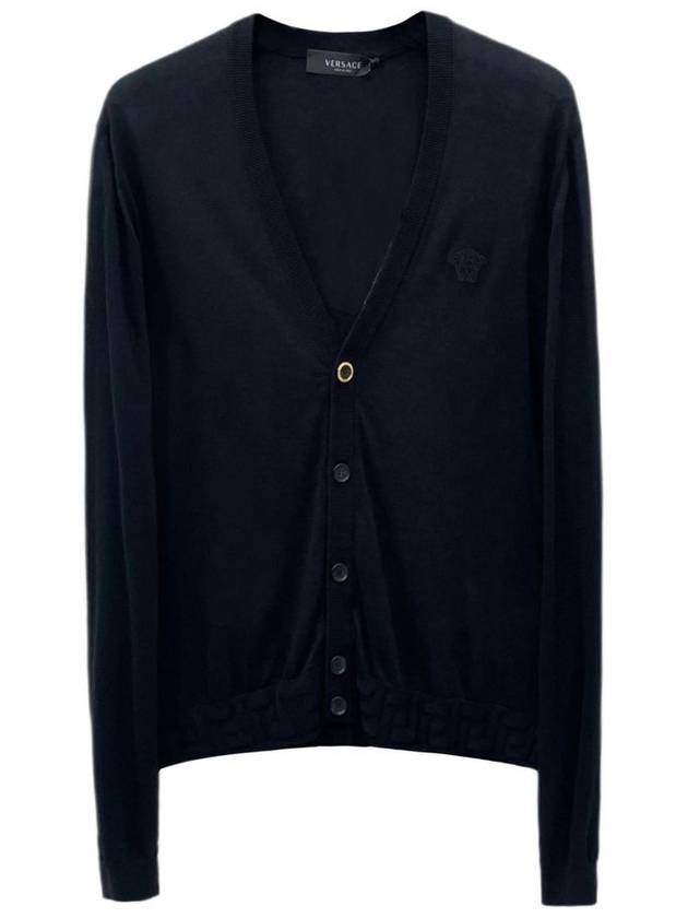 V-Neck Button Down Cardigan Black - VERSACE - BALAAN 2