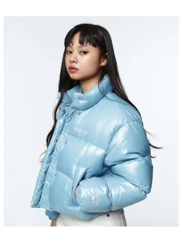 Classic Vector Glossy Crop Down Jacket Women Light Blue - REEBOK - BALAAN 1