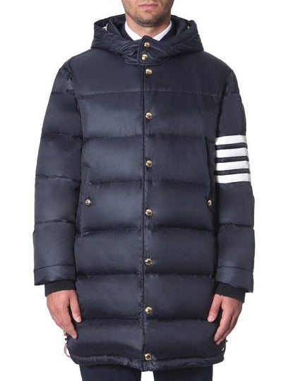 Men's 4 Bar Button Down Hooded Padding Black - THOM BROWNE - BALAAN 2