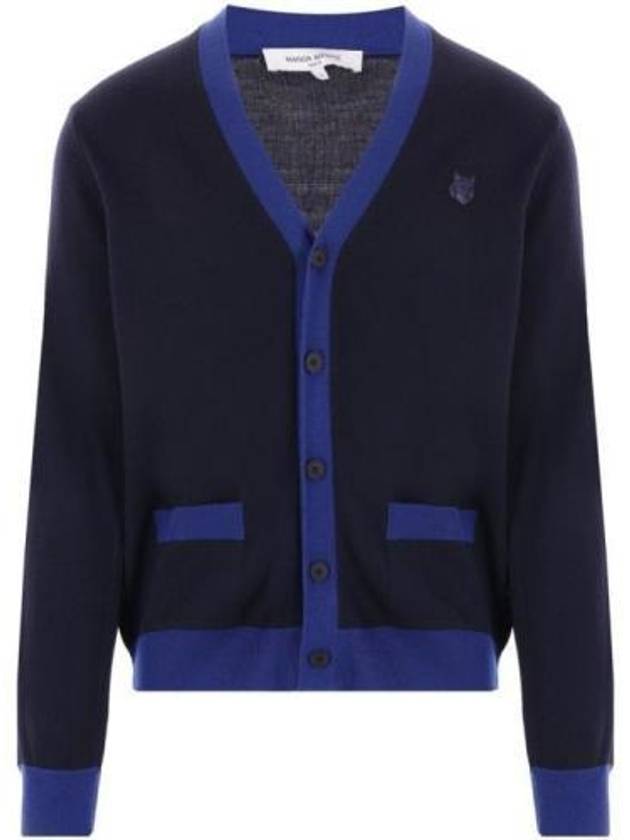 Bold Fox Head Patch Two-Tone Cardigan Ink Blue - MAISON KITSUNE - BALAAN 2