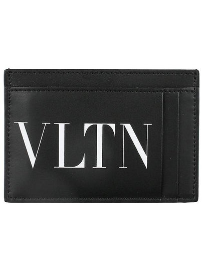 Men's VLTN Logo Calf Leather Half Wallet Black - VALENTINO - BALAAN 2