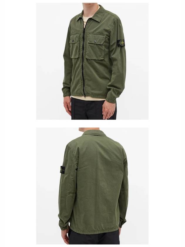 Waffen Patch Two Pocket Cotton Over Zip Up Jacket Sage Green - STONE ISLAND - BALAAN 6