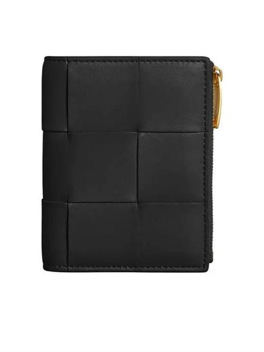 Intrecciato Bifold Zipper Half Wallet Black - BOTTEGA VENETA - BALAAN 2