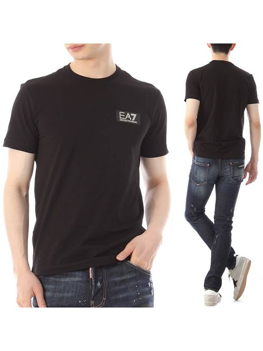 EA7 Logo Patch Short Sleeve T-Shirt Black - EMPORIO ARMANI - BALAAN 2