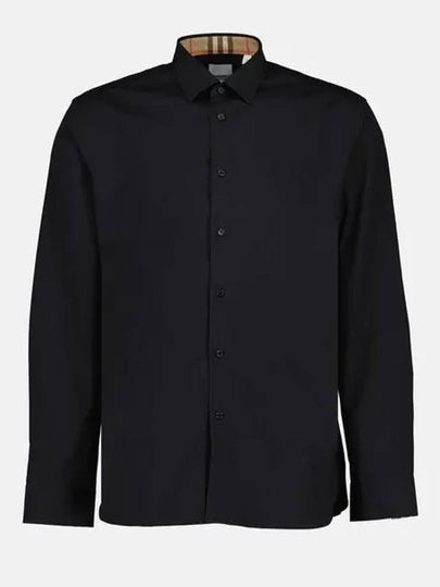 Embroidered EKD Stretch Cotton Long Sleeve Shirt Black - BURBERRY - BALAAN 2