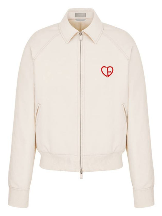 White CD Heart Blouson Jacket 493D486A384X C083 - DIOR - BALAAN 1