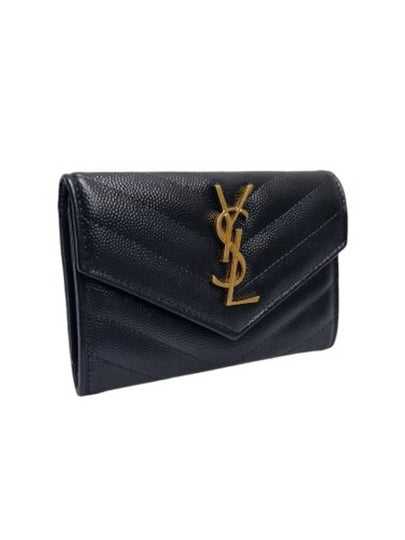 414404 Envelope gold monogram card and business holder - SAINT LAURENT - BALAAN 2